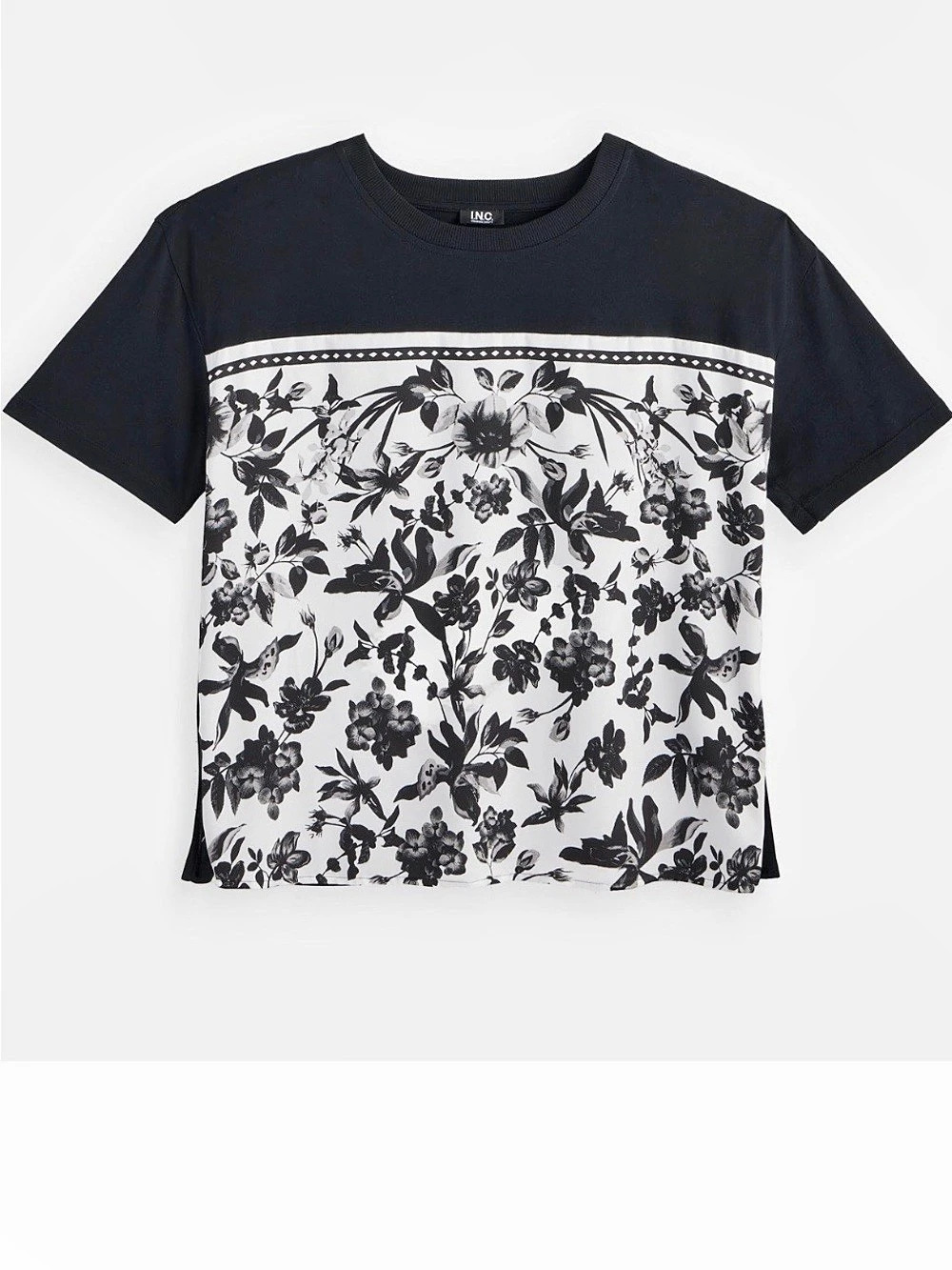 NWT INC Floral Short Sleeve Top 
Black & White 🖤🤍